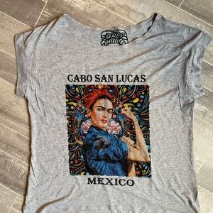 Hecho In Mexico Frida Kahlo Portrait Gray T-shirt